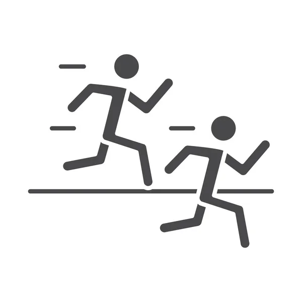 Hardloopsnelheid sport race mensen marathon oefenen silhouet pictogram ontwerp — Stockvector