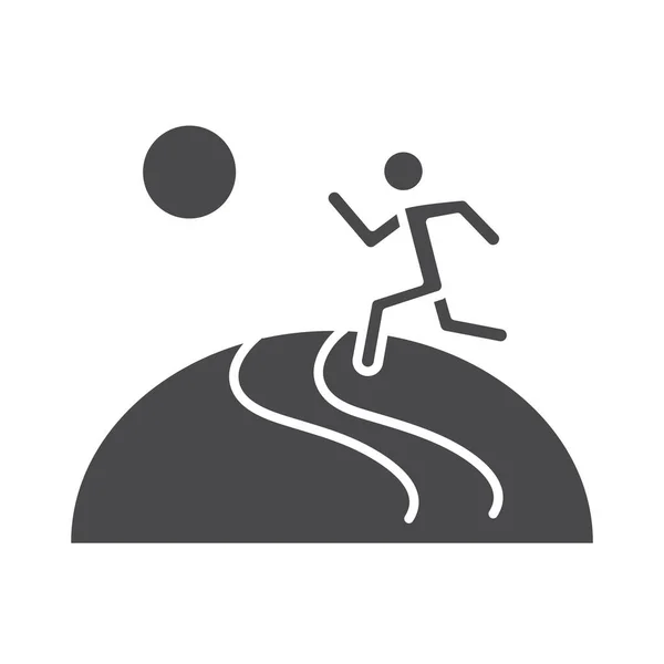 Koşucu yolu açık hava spor yarış silueti simgesi tasarımı — Stok Vektör