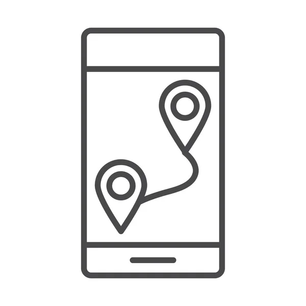 Execução corrida smartphone rastreamento GPS ponteiro navegação linha ícone design — Vetor de Stock