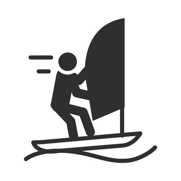 Deporte extremo vela competición estilo de vida activo silueta icono diseño — Vector de stock