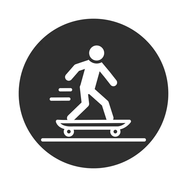 Extreme sport man skateboard equipment active lifestyle block and flat icon — Stock Vector