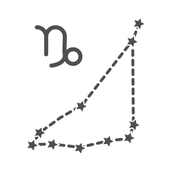 Zodiaque constellation capricorne astrologique ligne style icône — Image vectorielle