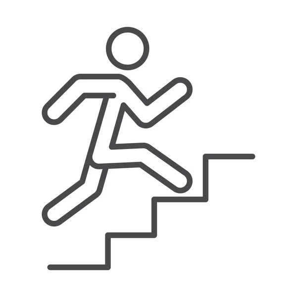 Τρέξιμο του αθλητισμού αγώνα άνθρωπος αναρρίχηση σκάλες γραμμή εικονίδιο σχεδιασμό — Διανυσματικό Αρχείο