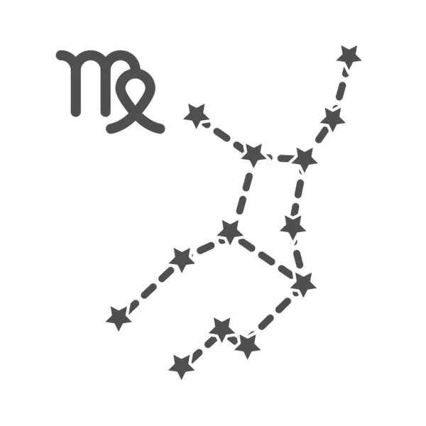 Zodíaco virgo constelação ícone estilo linha astrológica — Vetor de Stock
