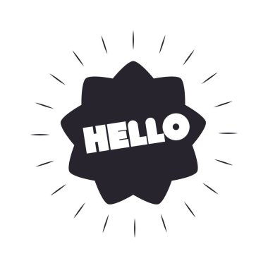 argo baloncukları merhaba beyaz arkaplan üzerinde çıkartma, siluet simge biçimi