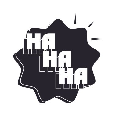 argo baloncuklar, beyaz arkaplan üzerinde hahaha komik metin, siluet simge biçimi