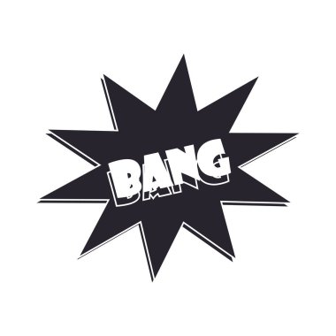 argo baloncuklar, beyaz arkaplan üzerinde bang çizgi metin, siluet simge biçimi