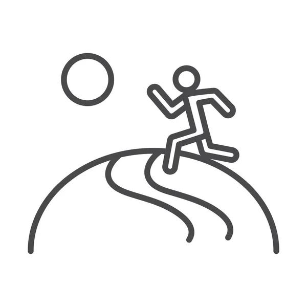 Biegacz człowiek ścieżka odkryty prędkość sport wyścig linia ikona projekt — Wektor stockowy