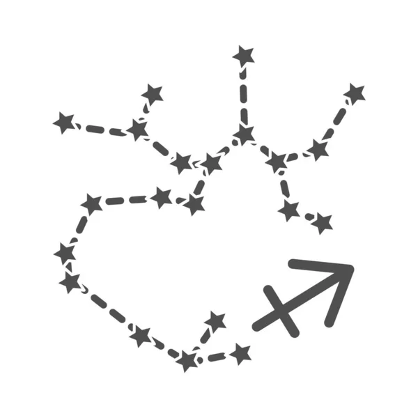 황도대의 궁수자리 별자리 점성학적 선 스타일의 아이콘 — 스톡 벡터