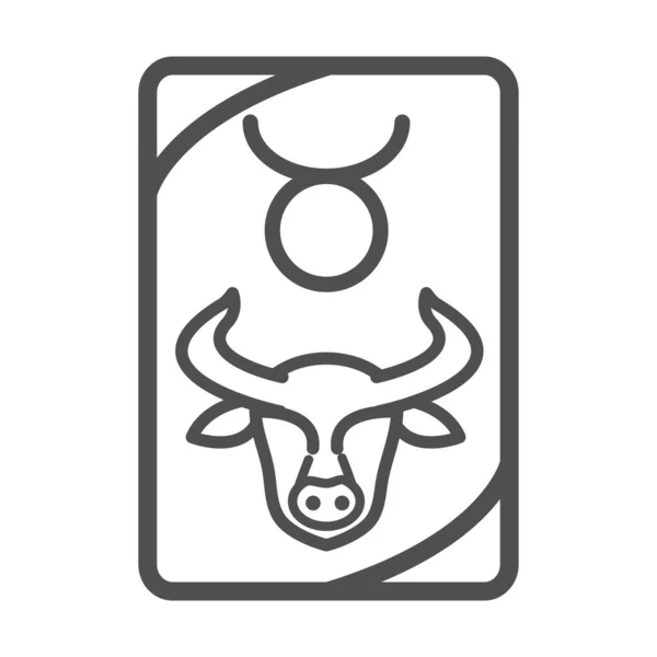 Zodiac taurus εσωτερική tarot πρόβλεψη κάρτα γραμμή στυλ εικονίδιο — Διανυσματικό Αρχείο