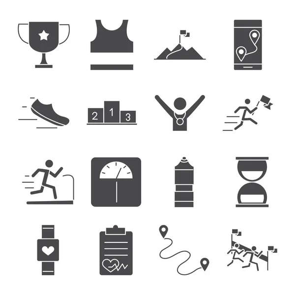 Running sport race line icons set design — Archivo Imágenes Vectoriales