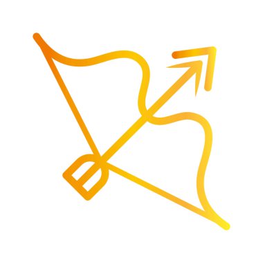 Beyaz arkaplan gradyan biçimi üzerine ok ve yay silahı