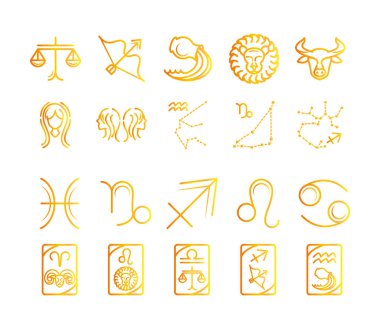 Burç astrolojisi burç takvimi takımyıldızları sagittarius leo libra simgeleri gradyan stili