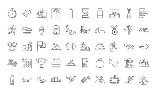 Running sport race line icons set design — Vector de stock