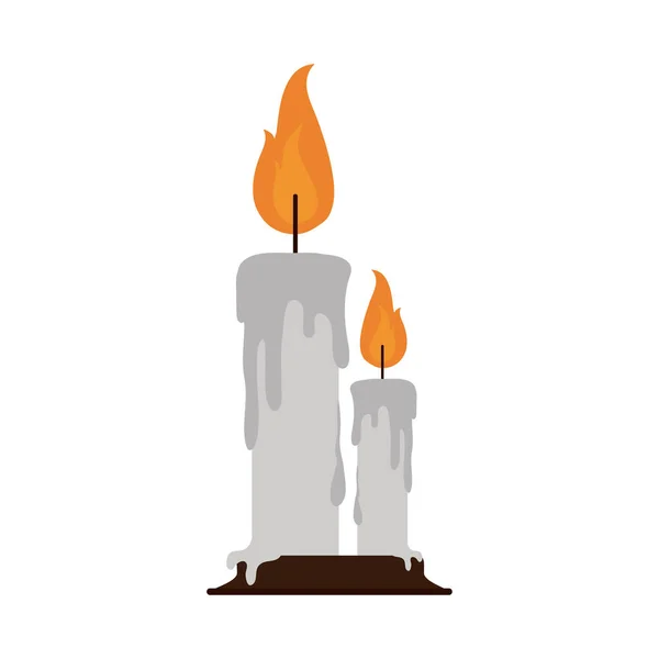 Burning candle flame hot decoration flat icon — Stock Vector