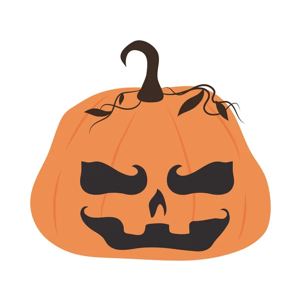 Halloween heureux, visage d'horreur tour de citrouille ou traiter fête icône plate — Image vectorielle