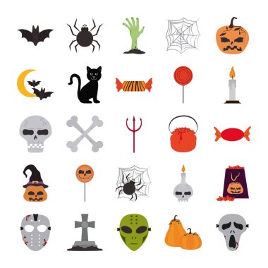 Cadılar bayramın kutlu olsun, şeker mi şaka mı parti kutlaması düz simgesi