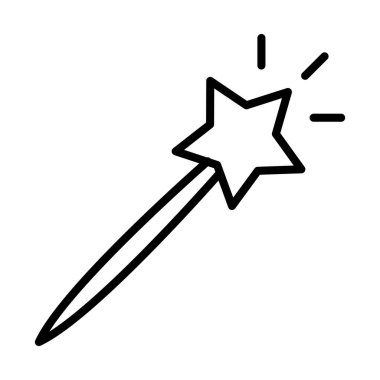 Sihirli değnek büyü çizgisi ikonu tasarımı