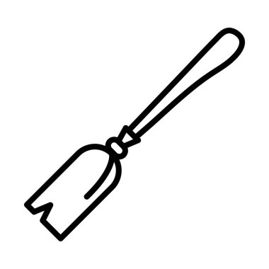 süpürge ahşap saplı aracı temizleme doğrusal simge tasarımı