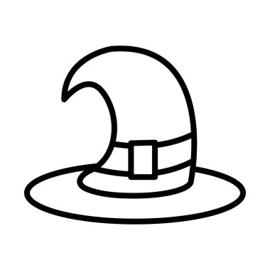 Cadılar Bayramı 'nız kutlu olsun, kayışlı cadı şapkası parti kutlaması ikonu tasarımlı şaka mı şeker mi