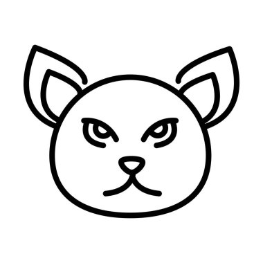 Şirin kedi yüzlü kedi kedisi karakter hayvan çizgisi ikonu tasarımı