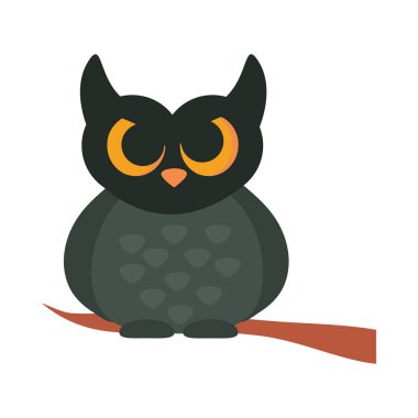 karikatür baykuş dala yassı ikon tasarımı