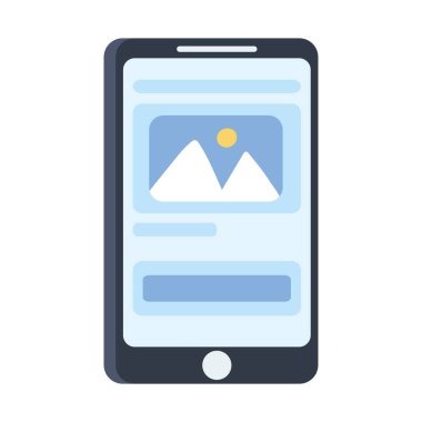 Akıllı telefon resmi manzara sosyal ağı beyaz arkaplanda izole