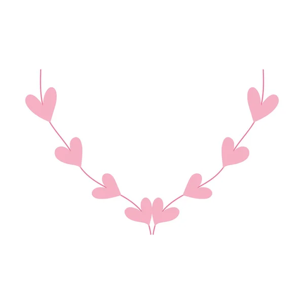 Gren hjärtan kärlek romantisk tecknad isolerad ikon design vit bakgrund — Stock vektor