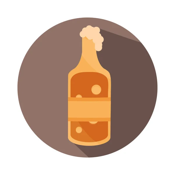 Фестиваль Октоберфест, празднование пенного напитка в бутылке пива немецкий традиционный блок и плоская икона — стоковый вектор