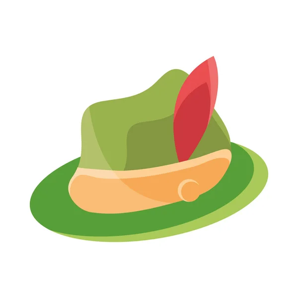 오토 버 페스트 맥주 축제, 깃털이 있는 녹색 모자, 전통적 인 디자인 — 스톡 벡터