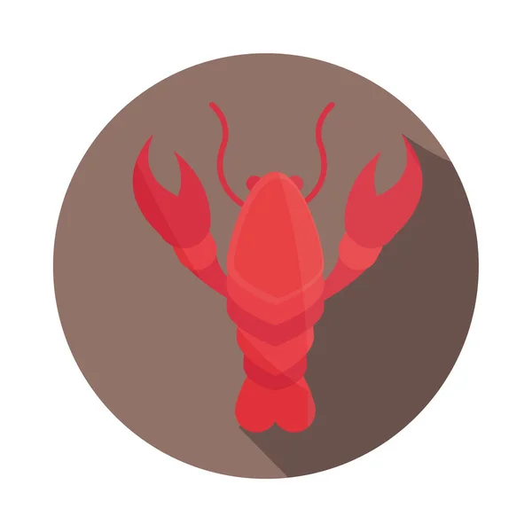 Bloco de lagosta de crustáceos marinhos e ícone plano — Vetor de Stock