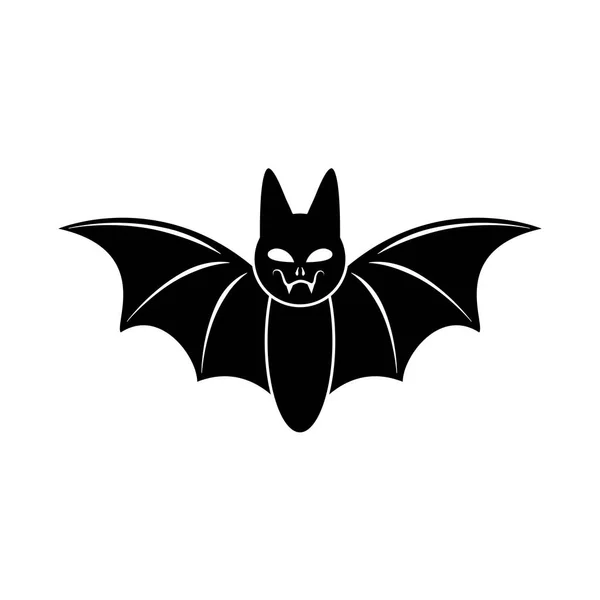 Halloween heureux, petit tour de chauve-souris ou traiter fête silhouette icône — Image vectorielle