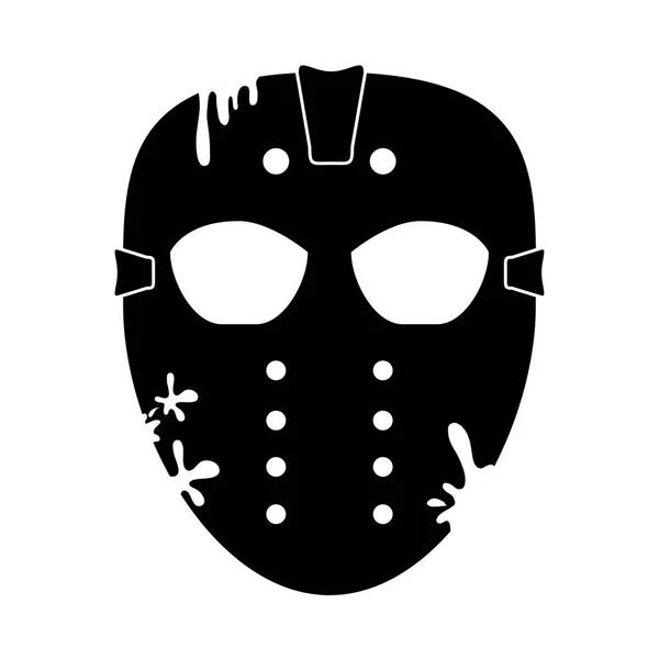 Happy Halloween, scary goalie mask trick or treat party celebration silhouette icon — стоковый вектор