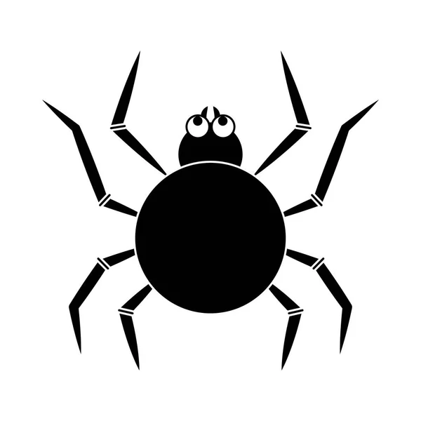 Gelukkig halloween, zwarte spin truc of traktatie feest viering silhouet pictogram — Stockvector