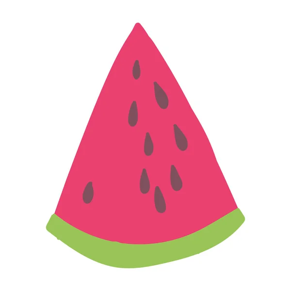 Skiva tropiska frukt vattenmelon isolerad vit bakgrund — Stock vektor