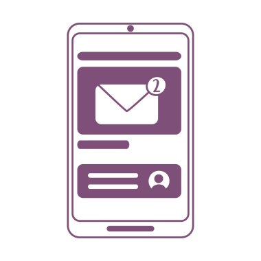 Akıllı telefon e- posta sosyal ağı beyaz arkaplanda izole edildi