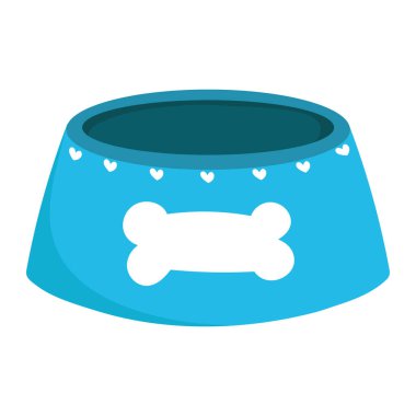 Kemik karikatürlü yemek kabı beyaz arka plan tasarımı