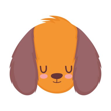 Küçük şirin köpek kafası çizgi film izole edilmiş beyaz arka plan tasarımı