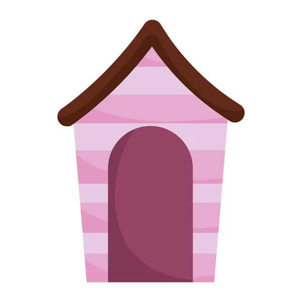 Legno pet house cartone animato isolato bianco sfondo design — Vettoriale Stock
