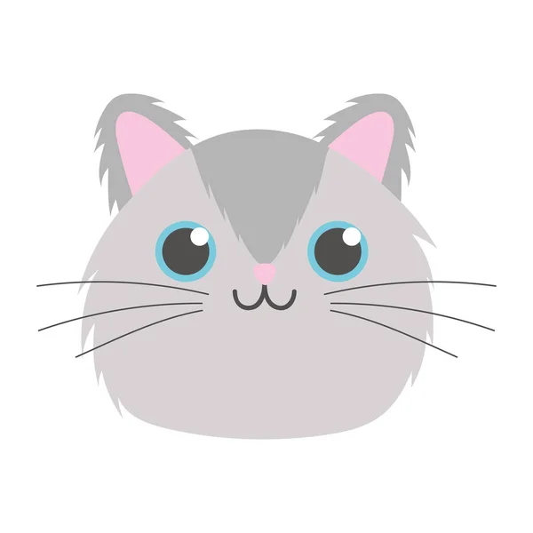 Animal de compagnie petit chaton mignon tête dessin animé isolé fond blanc conception — Image vectorielle