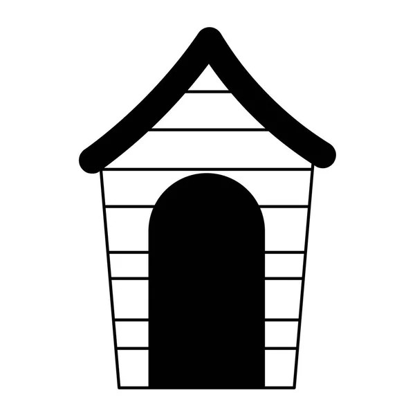 Casa de estimação de madeira desenhos animados isolado ícone de linha de design de fundo branco —  Vetores de Stock