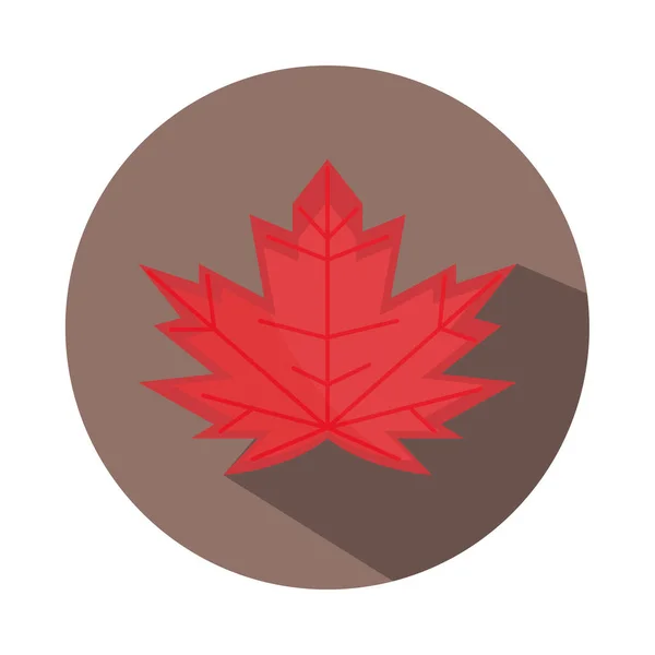 Feuille d'érable rouge décoration bloc de saison et icône plate — Image vectorielle