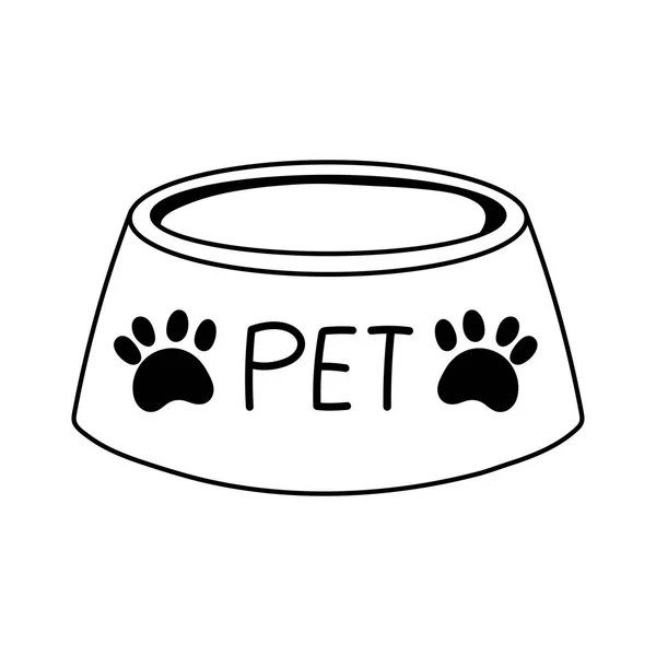 Pet bowl food cartoon isolated white background design line icon — Stock Vector