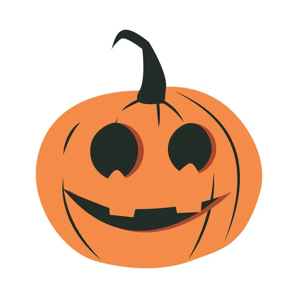 Halloween heureux, visage d'horreur tour de citrouille ou traiter fête conception icône plat — Image vectorielle