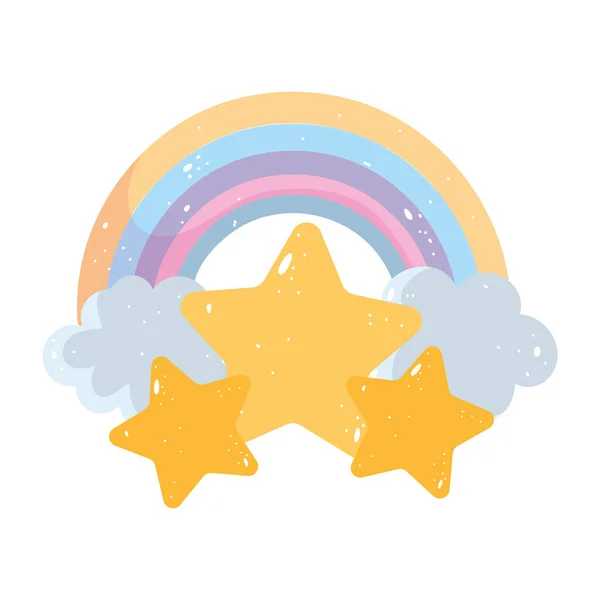 虹色の雲星漫画のアイコンデザイン背景のない孤立した — ストックベクタ