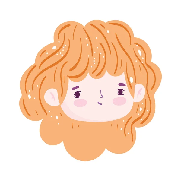 Kreslené tvář roztomilé dívka blondýny vlasy izolované ikony design přes bílé pozadí — Stockový vektor