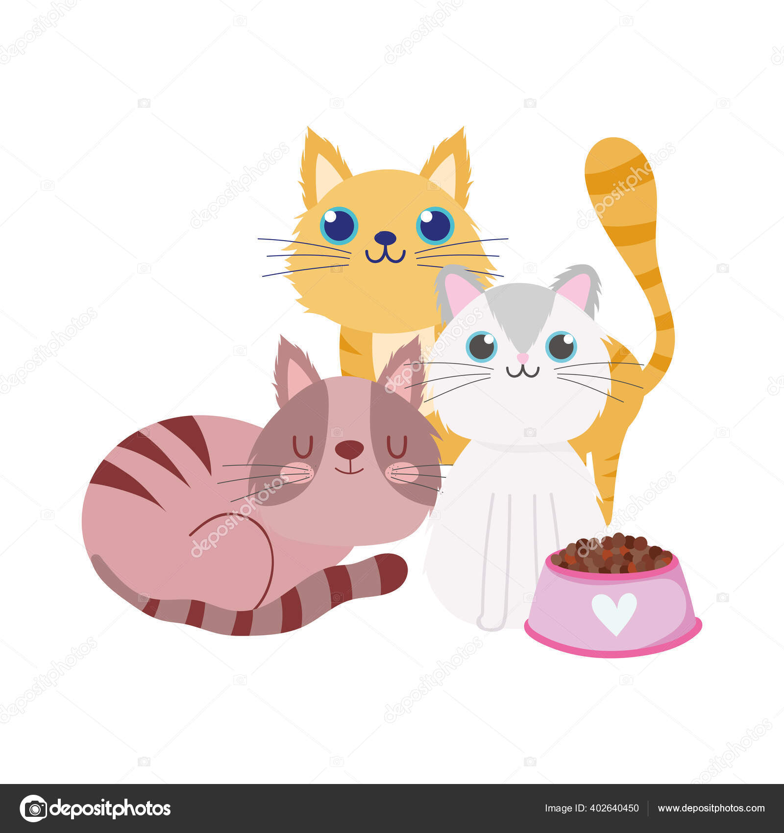 Três Gatos De Desenho Animado Ilustração do Vetor - Ilustração de