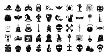 Cadılar bayramın kutlu olsun, şeker mi şaka mı parti kutlama silueti ikonu