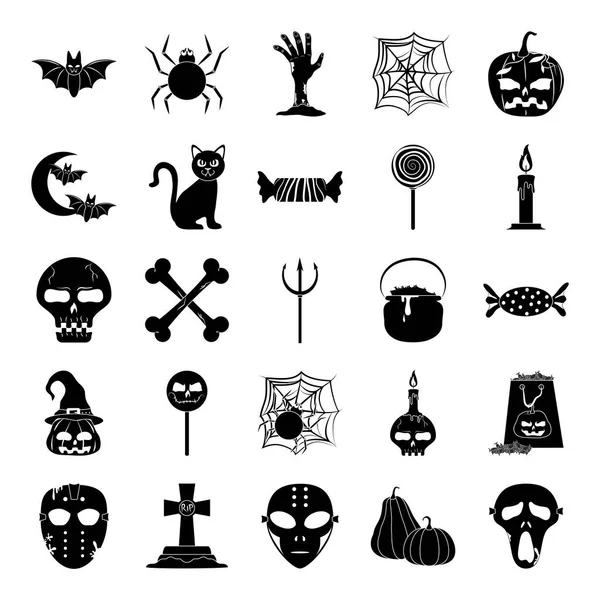 Fröhliche Halloween, Trick oder Behandlung Party Feier Silhouette Symbol — Stockvektor