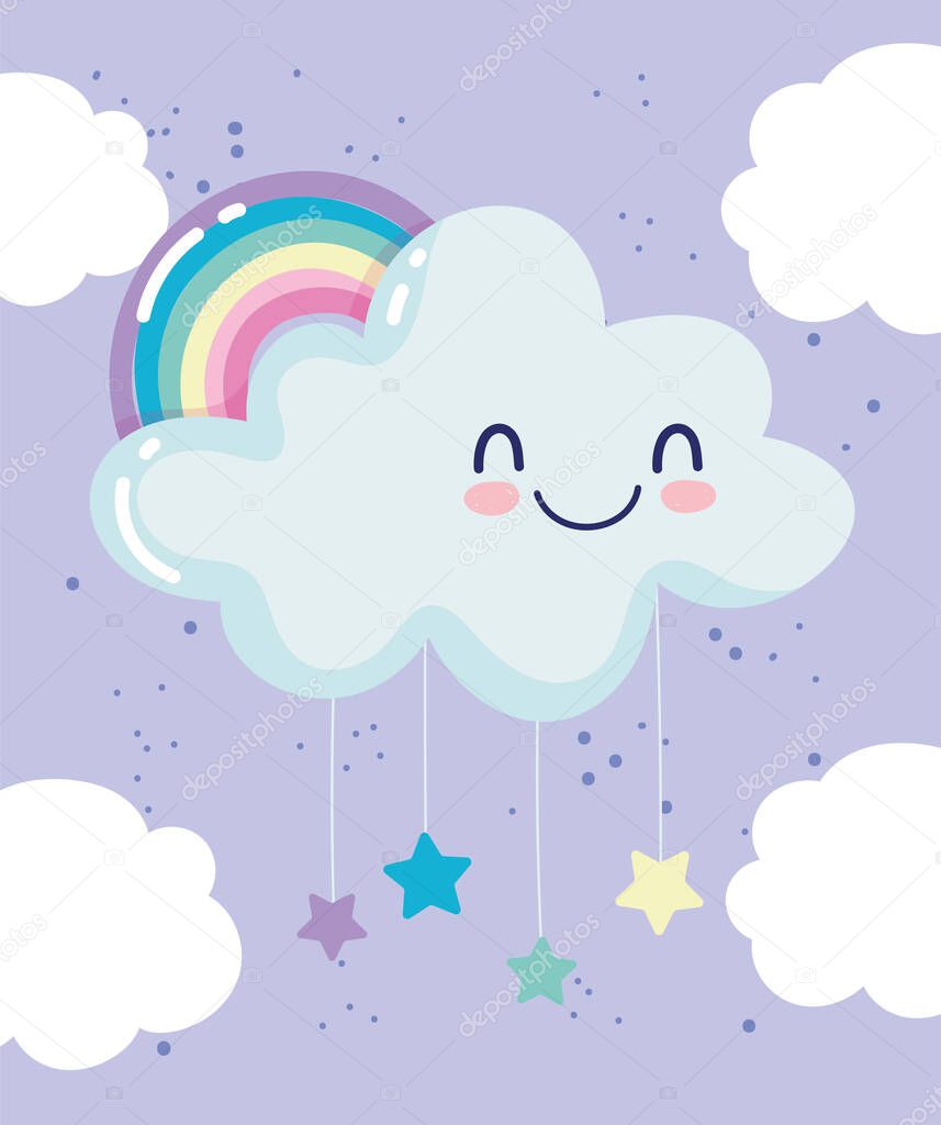 rainbow cloud hanging stars night dream cartoon decoration